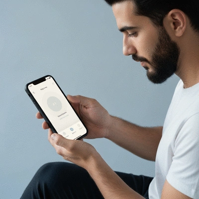 Osoba korzystająca z aplikacji modlitewnej na smartfonie, symbol nowoczesnego wsparcia duchowego