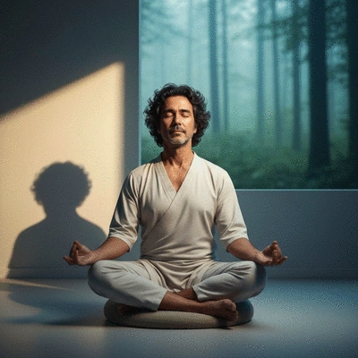 Person meditating in a serene setting, symbolizing spiritual renewal