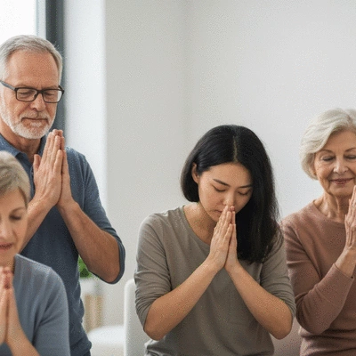 People praying together in a support group