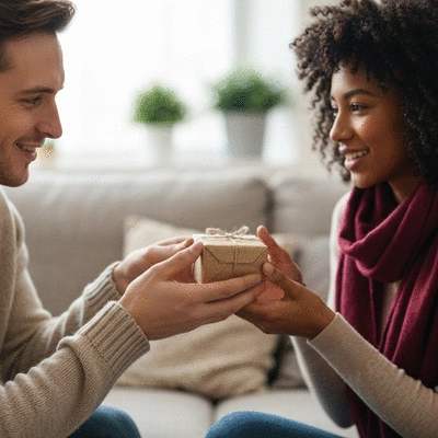 People exchanging small, thoughtful gifts, symbolizing gestures of love and appreciation