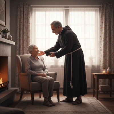 Priest visiting an elderly person's home